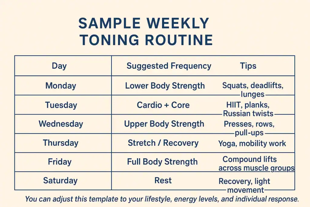 Achieving the Perfect Tone: How Often Should You Exercise for Results? 4 Weekly exercise Oxfordshire plan graphic