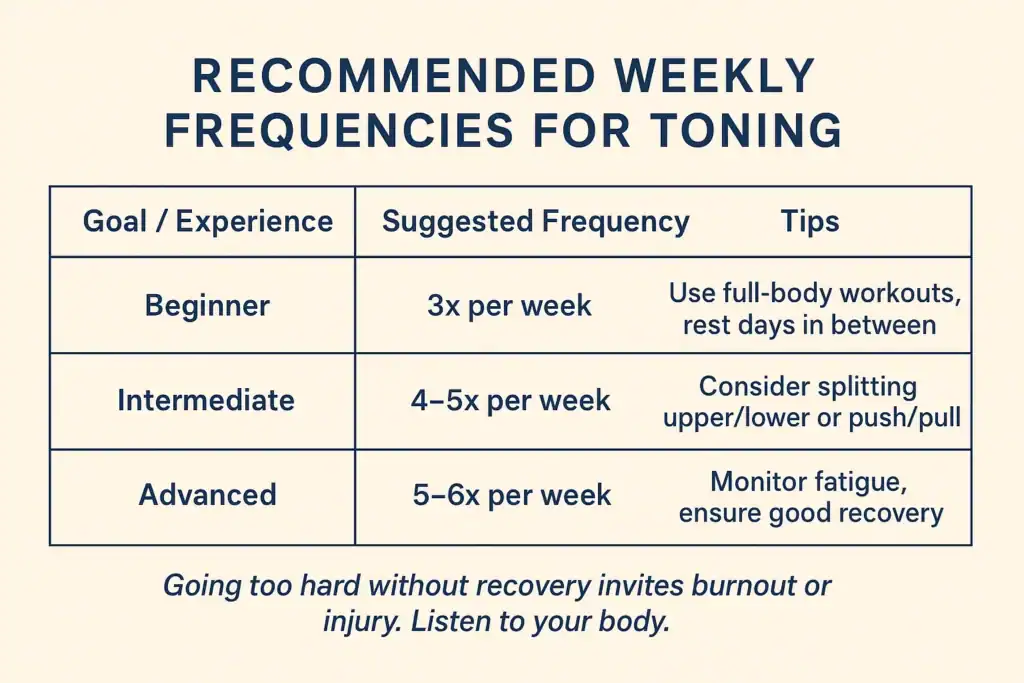Achieving the Perfect Tone: How Often Should You Exercise for Results? 2 Graphic to show how often you should do exercise to help with toning Oxfordshire