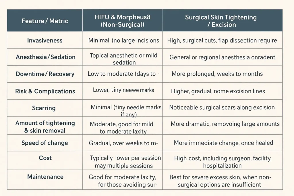 The Science of Skin Tightening 2 Table of skin tightening Oxfordshire benefits compared to surgical options